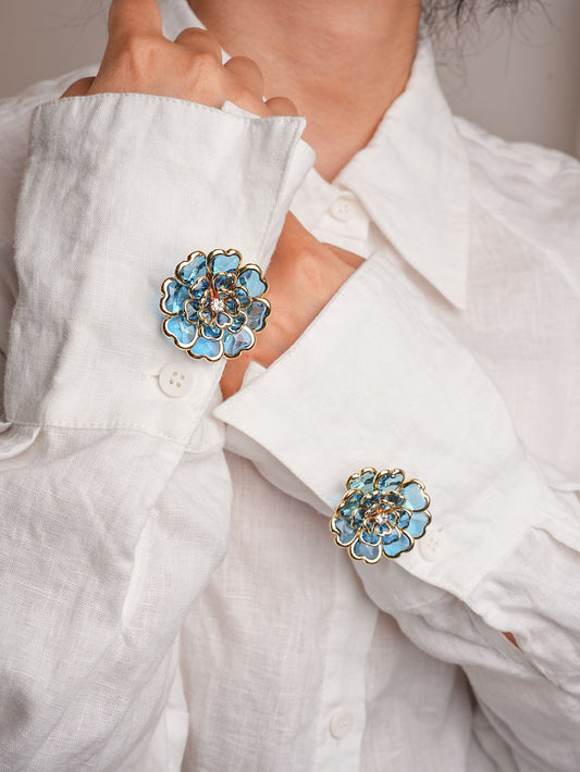 1Set Camellia Acrylic Button Covers for Shirts