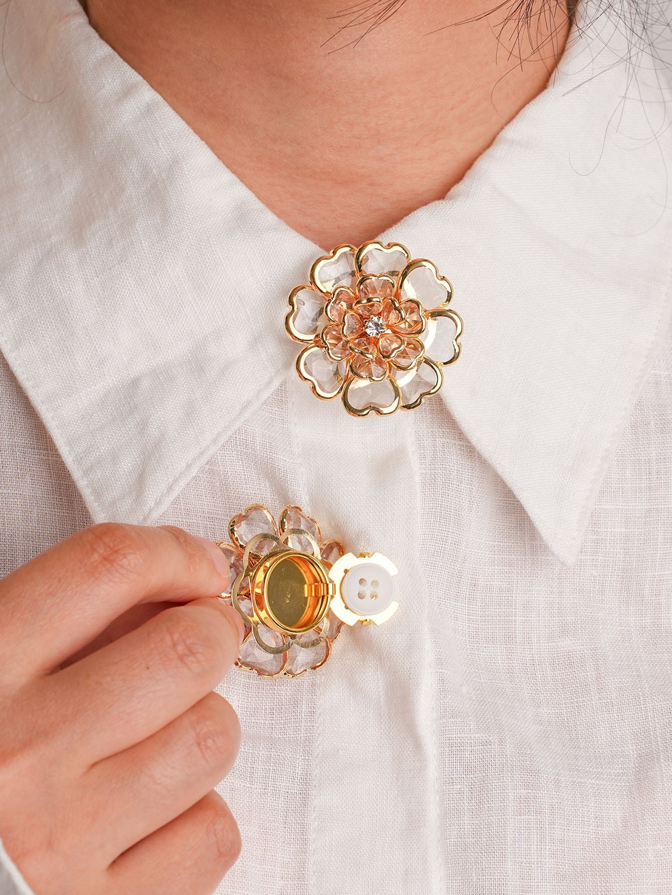 1Set Camellia Acrylic Button Covers for Shirts