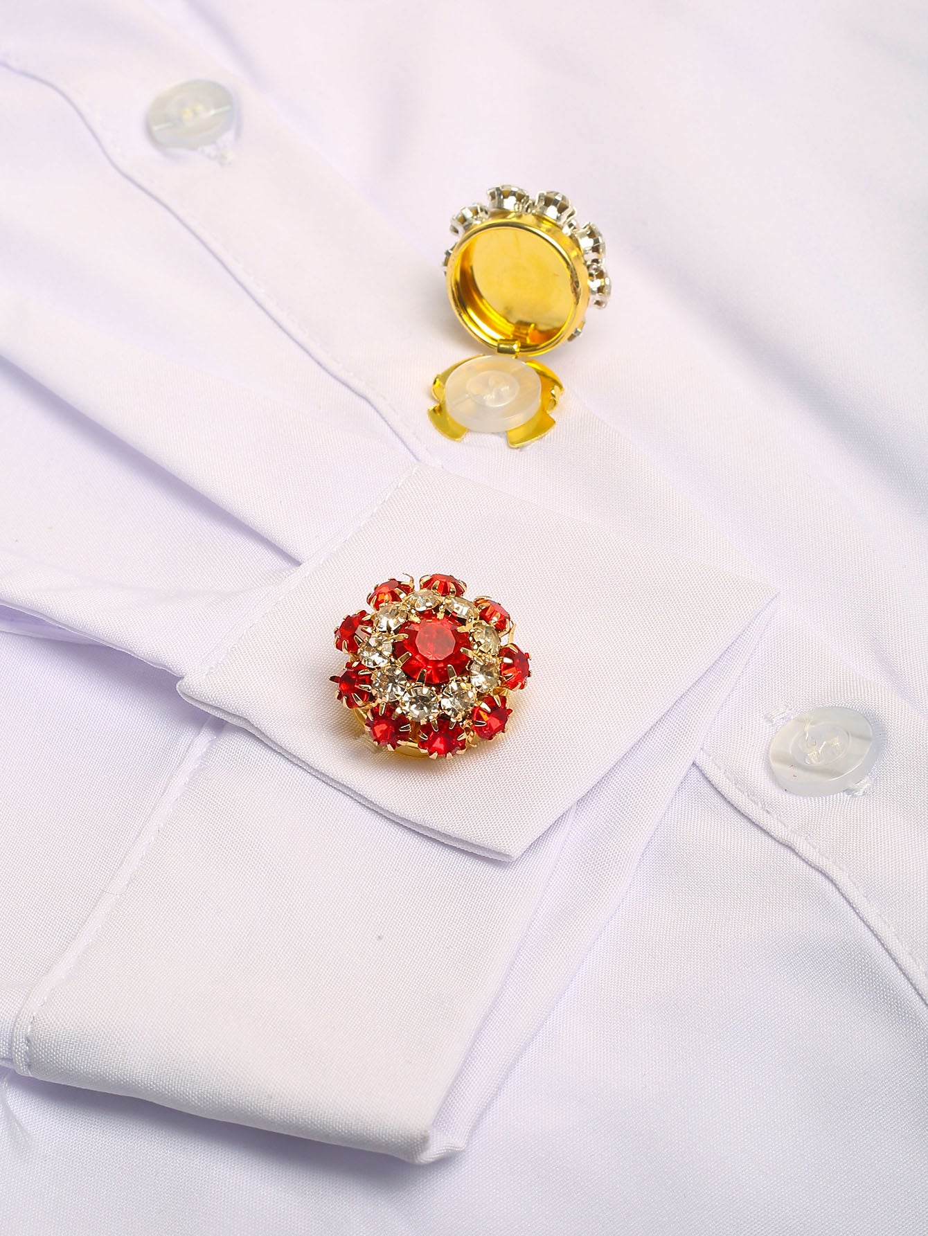 2pcs Button Covers for Shirt Rhinestone cufflinks decorative button