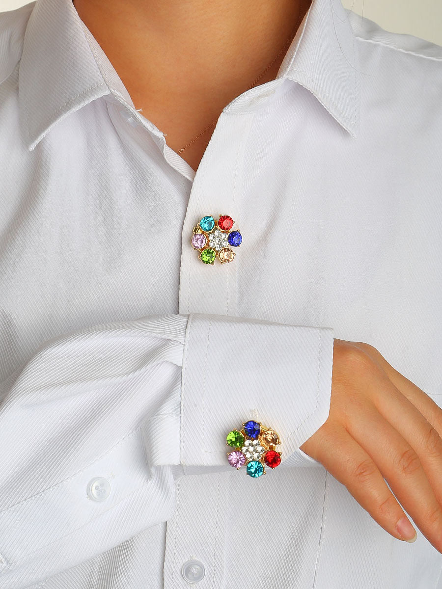 2pcs Button Covers for Shirt rhinestone cufflinks cover No Sewing Button Accessories for Women