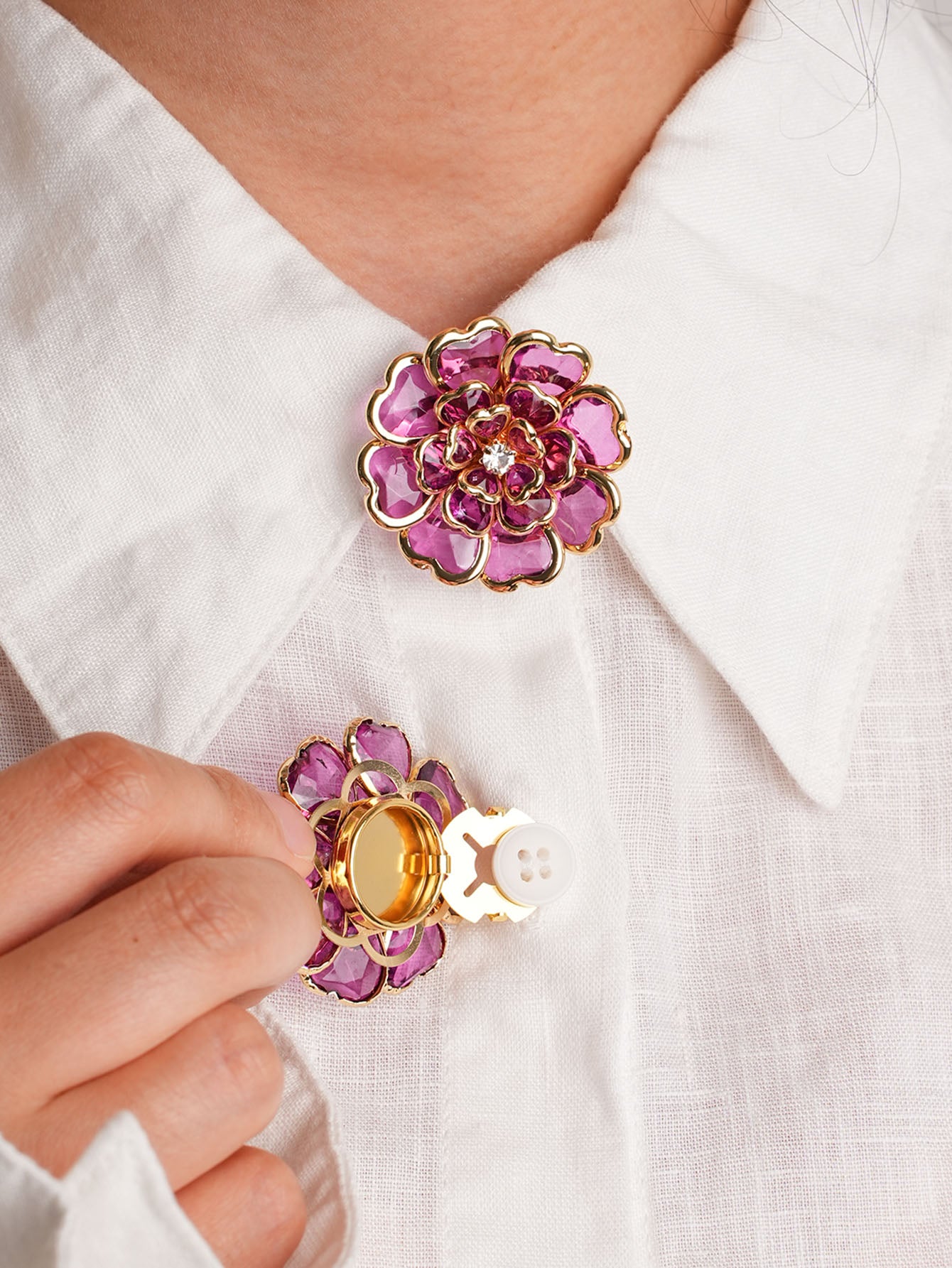 1Set Camellia Acrylic Button Covers for Shirts