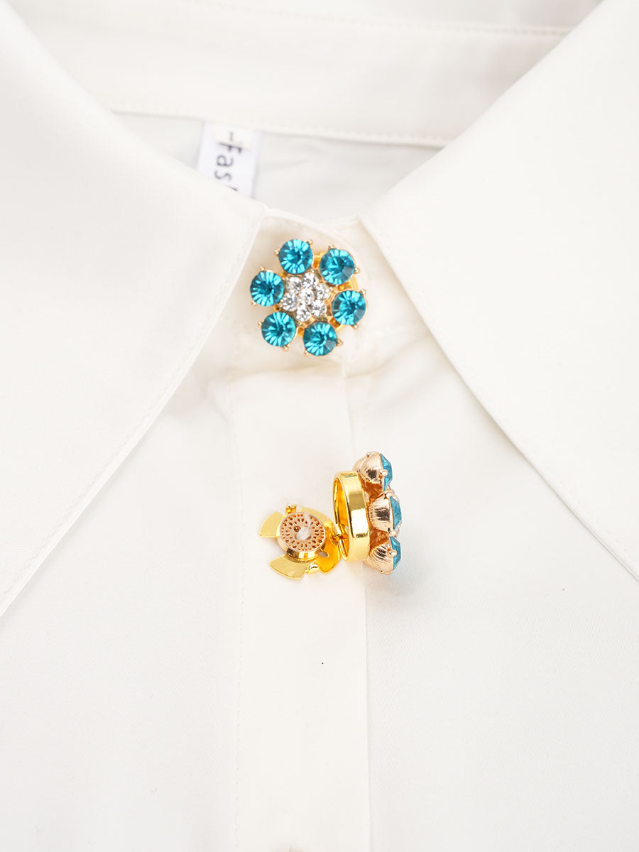 2pcs Button Covers for Shirt rhinestone cufflinks cover No Sewing Button Accessories for Women