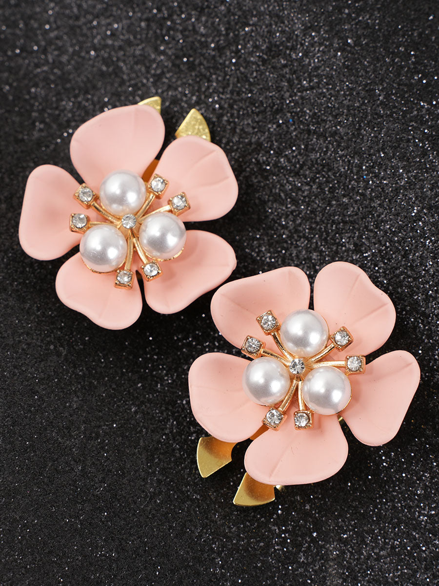 Pearl Flower Button Covers – Elegant Metal Shirt Clips (2pcs)