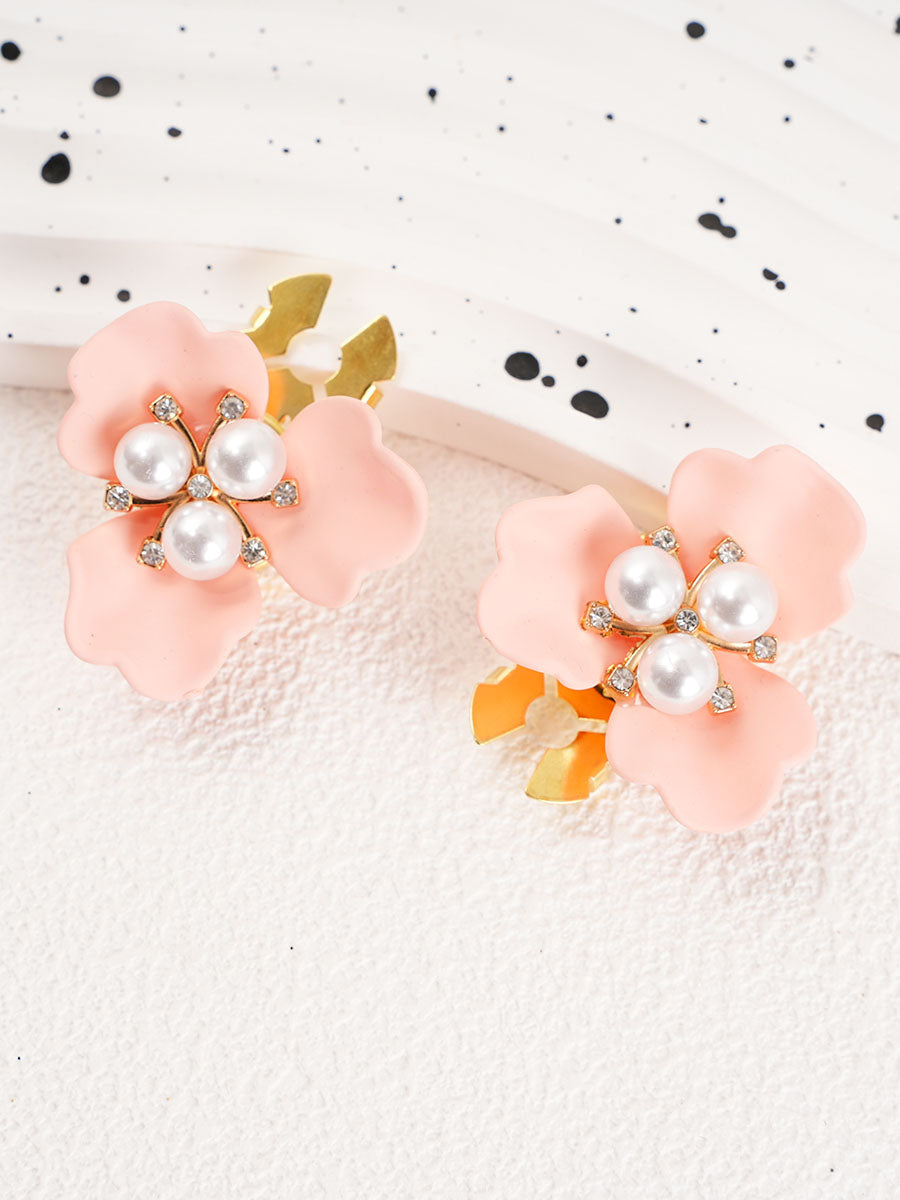 Pearl Flower Button Covers – Elegant Metal Shirt Clips (2pcs)