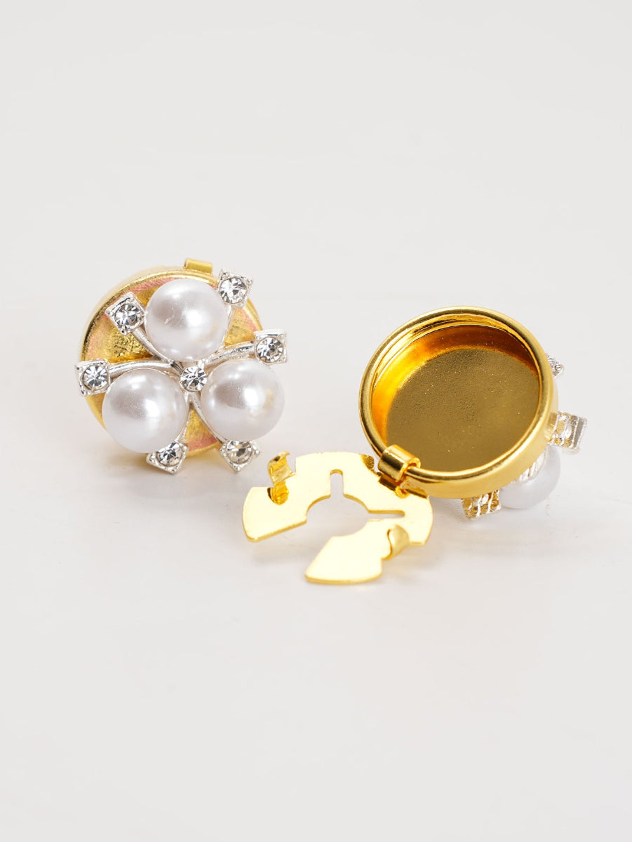 2pcs Button Covers for Shirt Clothing Accessory faux pearls Metal cufflinks No Sewing Button