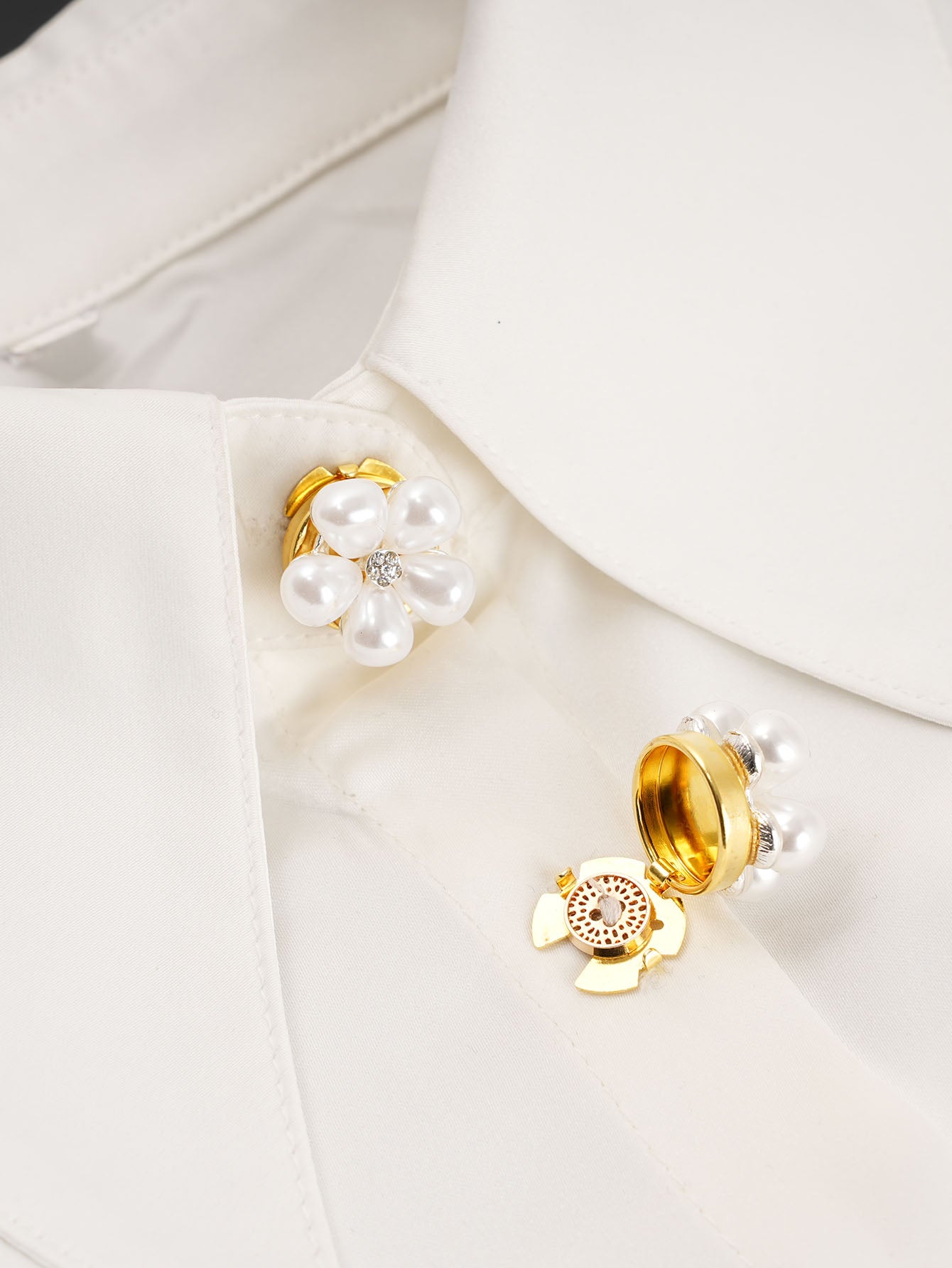 2pcs Button Covers for Shirt Clothing Accessory faux pearls Metal cufflinks No Sewing Button Metal cufflinks