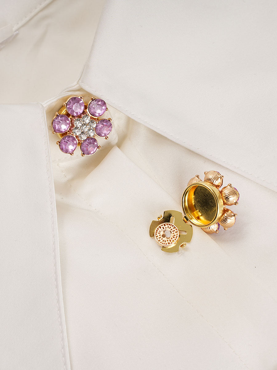 2pcs Button Covers for Shirt rhinestone cufflinks cover No Sewing Button Accessories for Women
