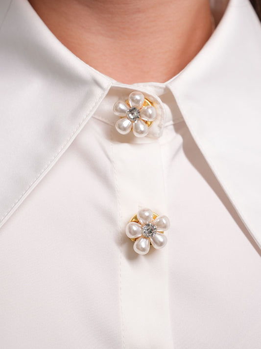 Pearl & Metal Button Covers — Set of 2