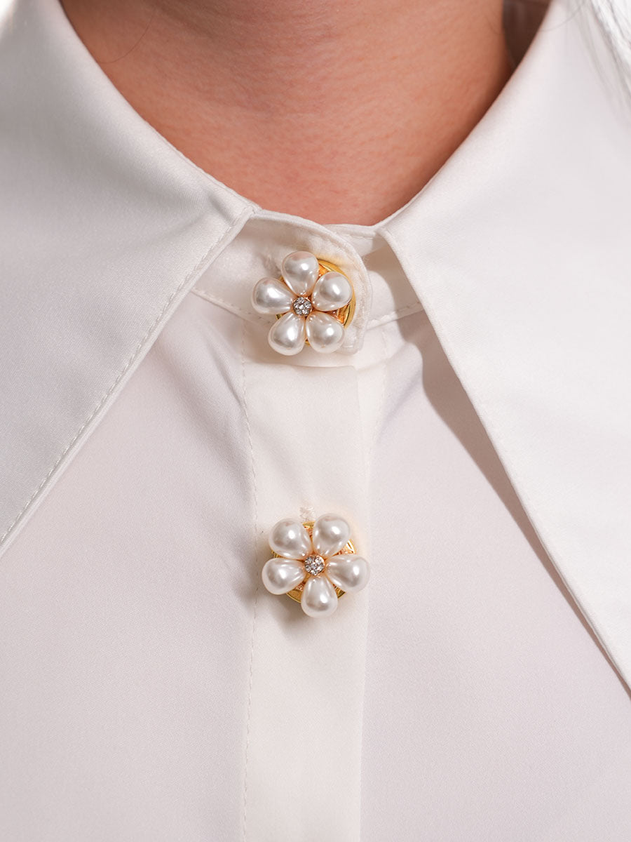2pcs Button Covers for Shirt Clothing Accessory faux pearls Metal cufflinks No Sewing Button Metal cufflinks
