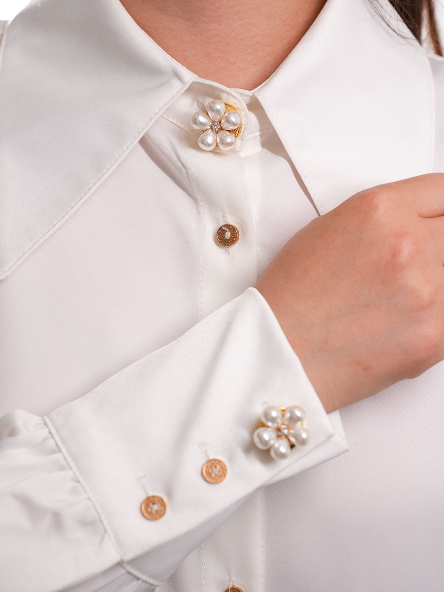 2pcs Button Covers for Shirt Clothing Accessory faux pearls Metal cufflinks No Sewing Button Metal cufflinks