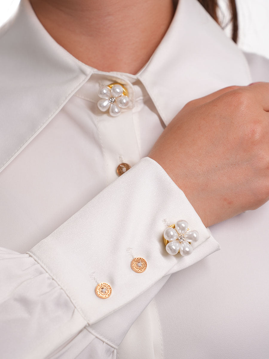 2pcs Button Covers for Shirt Clothing Accessory faux pearls Metal cufflinks No Sewing Button Metal cufflinks